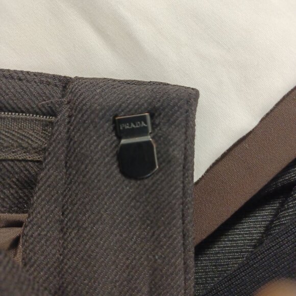Prada Dark Charcoal Gray Virgin Wool Flat Front Boot Cut Trousers Pants IT42 - Picture 7 of 8